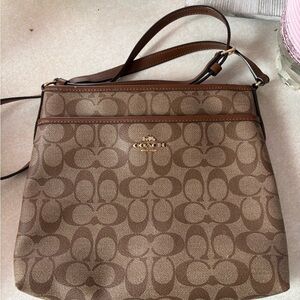 Coach Brown Signature Canvas Crossbody with Gold Logo